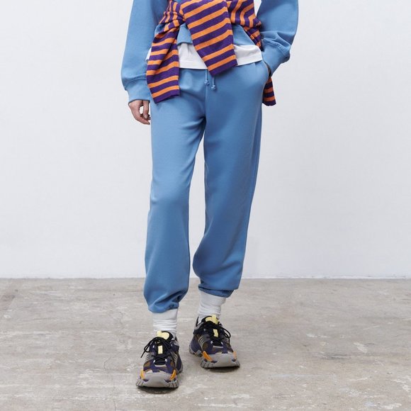 NWT Zara PLUSH JOGGING PANTS BLUE - Picture 1 of 8